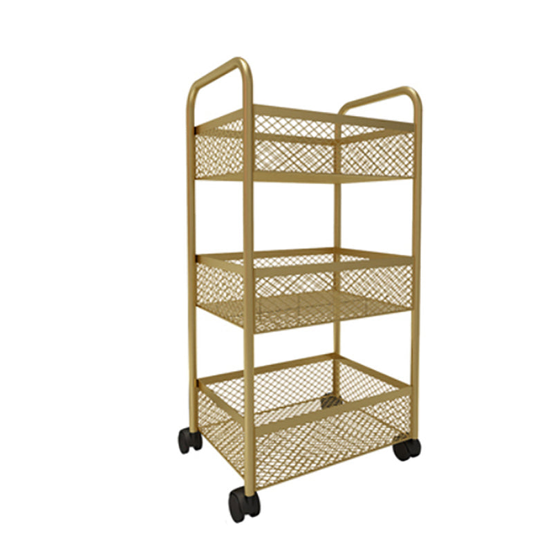 Glam Style Standard Bookcase Metal Vertical Bookshelf with Wheels