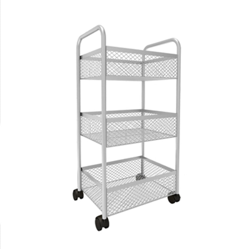 Glam Style Standard Bookcase Metal Vertical Bookshelf with Wheels