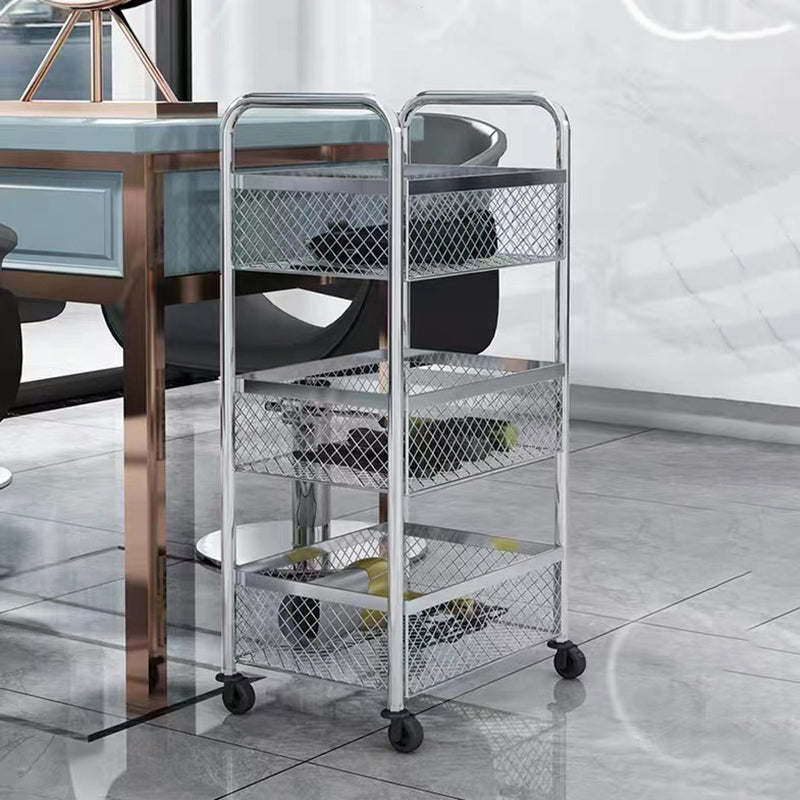 Glam Style Standard Bookcase Metal Vertical Bookshelf with Wheels