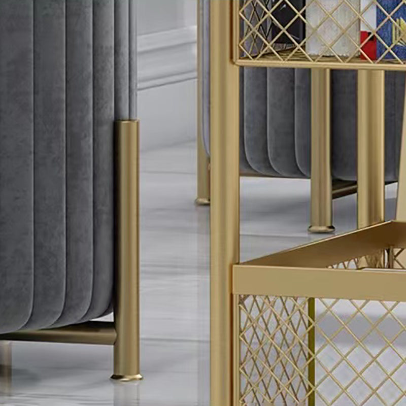 Glam Style Standard Bookcase Metal Vertical Bookshelf with Wheels