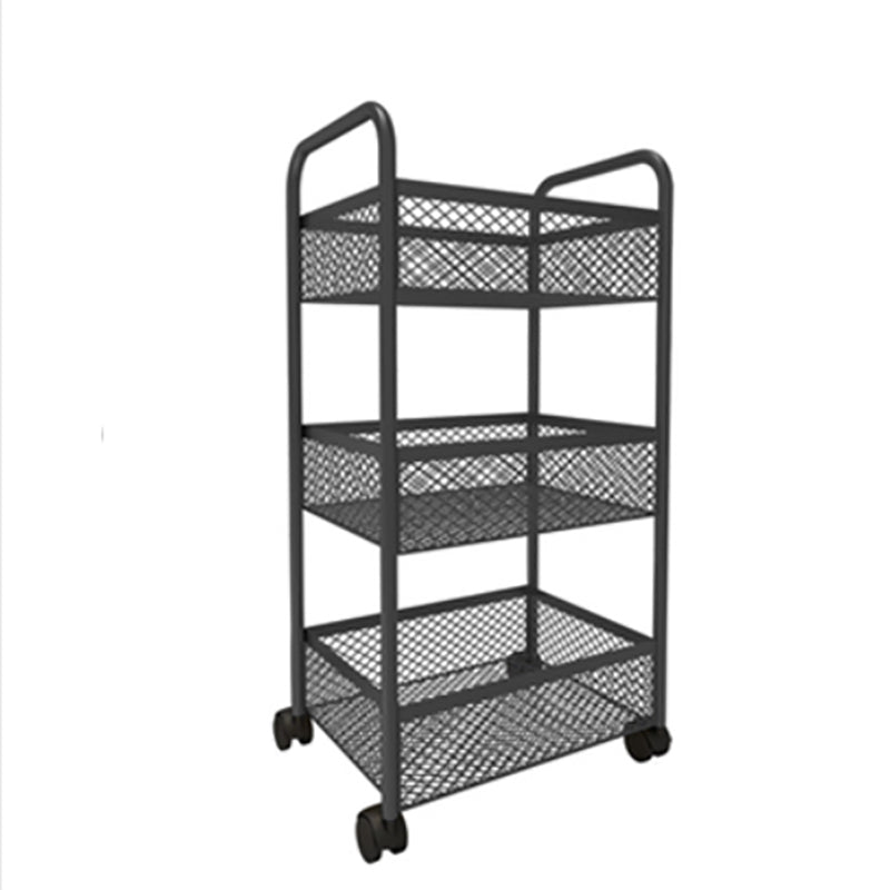 Glam Style Standard Bookcase Metal Vertical Bookshelf with Wheels
