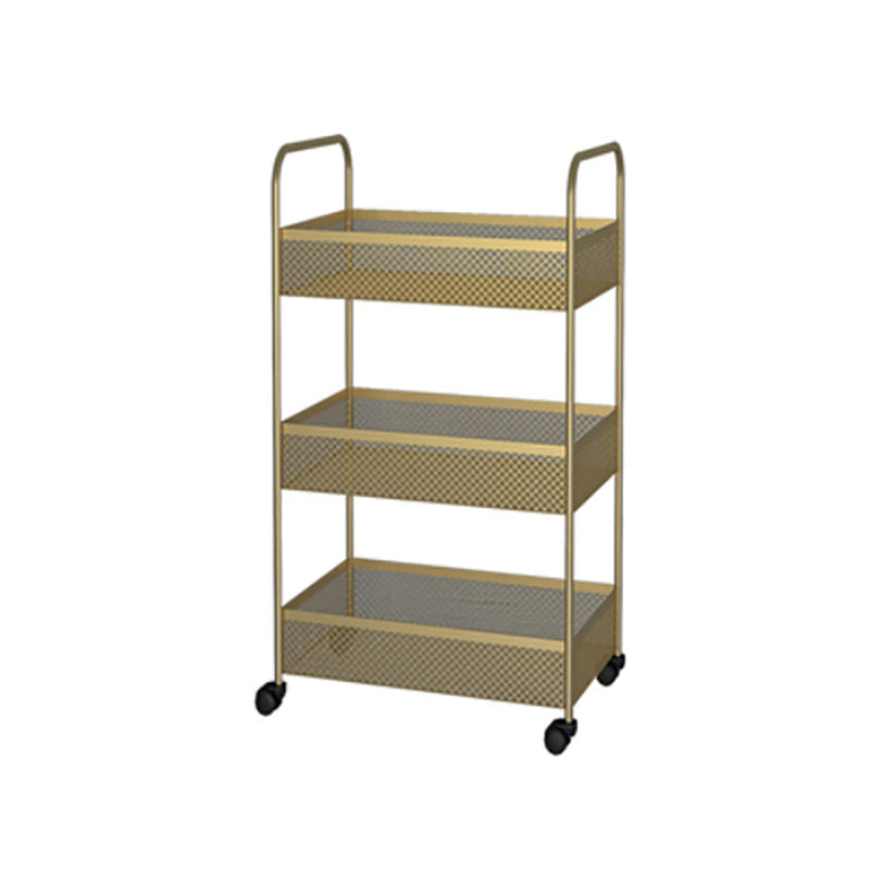 Glam Style Standard Bookcase Metal Vertical Bookshelf with Wheels