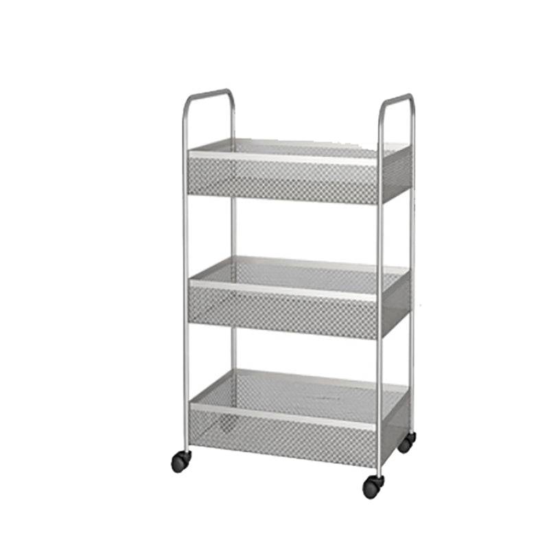 Glam Style Standard Bookcase Metal Vertical Bookshelf with Wheels