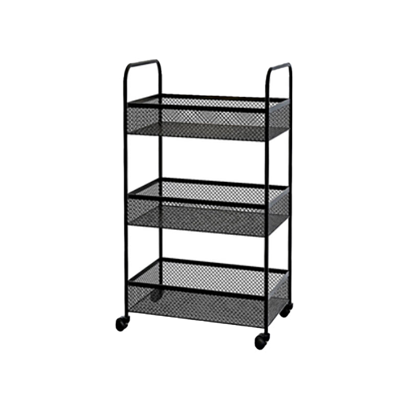 Glam Style Standard Bookcase Metal Vertical Bookshelf with Wheels