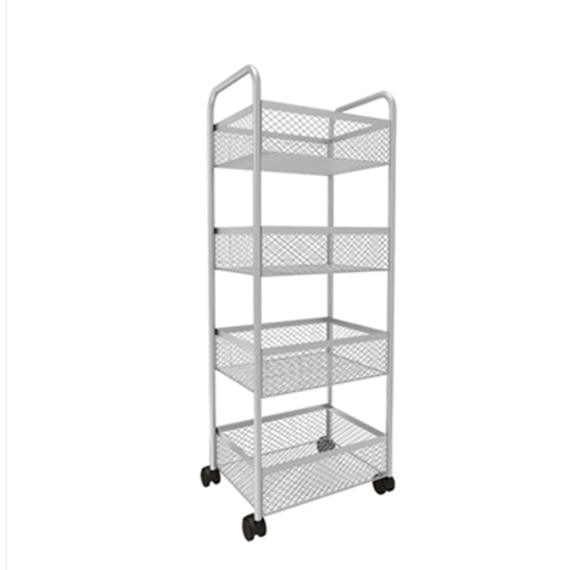 Glam Style Standard Bookcase Metal Vertical Bookshelf with Wheels