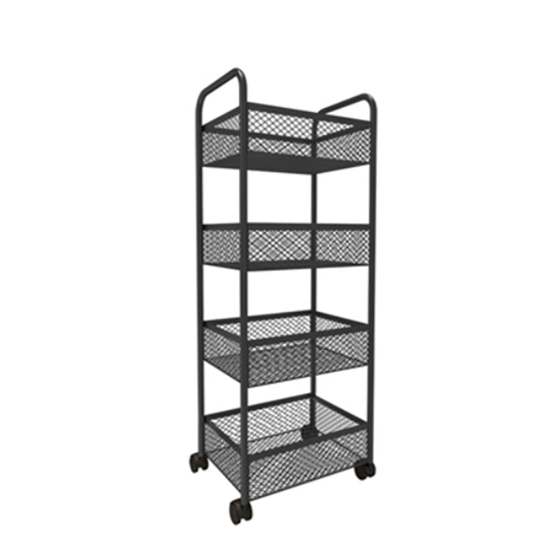Glam Style Standard Bookcase Metal Vertical Bookshelf with Wheels