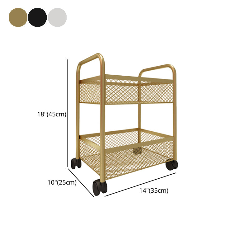 Glam Style Standard Bookcase Metal Vertical Bookshelf with Wheels