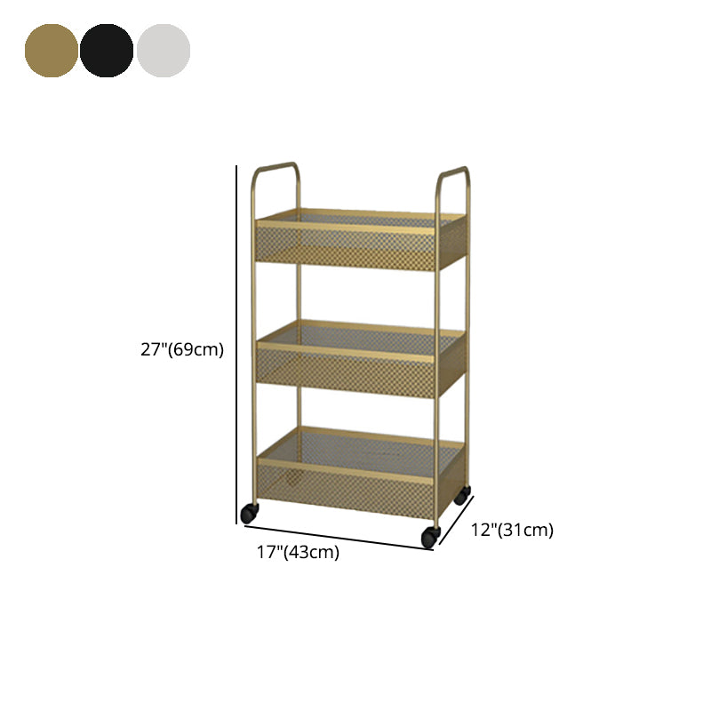 Glam Style Standard Bookcase Metal Vertical Bookshelf with Wheels