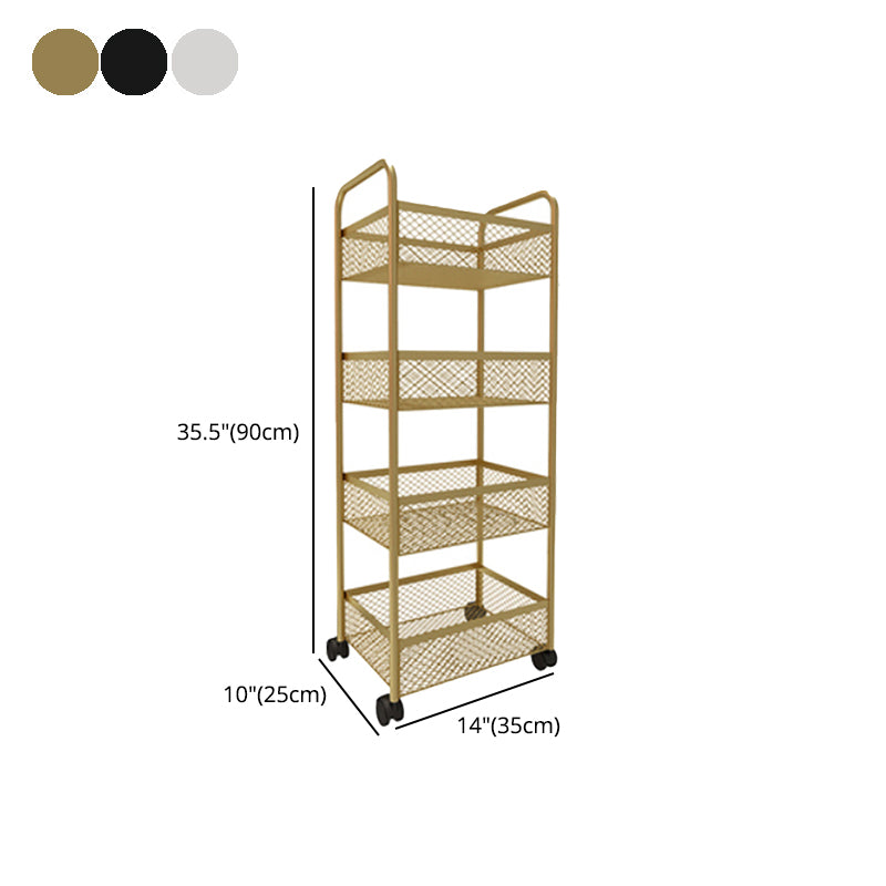 Glam Style Standard Bookcase Metal Vertical Bookshelf with Wheels