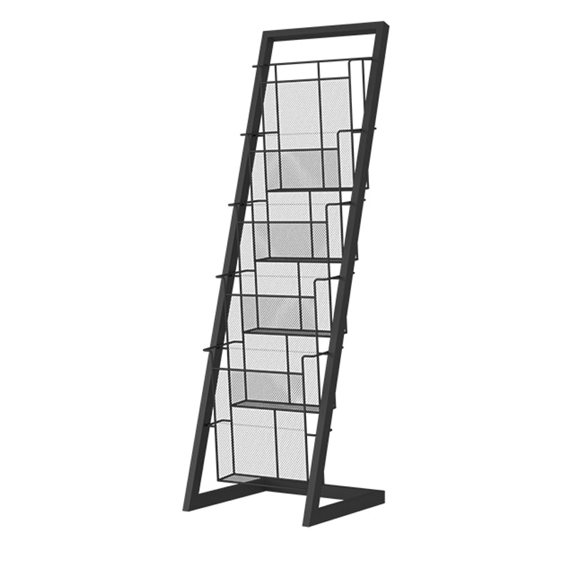Closed Back Ladder Bookcase Glam Style Metal Book Shelf for Home Office