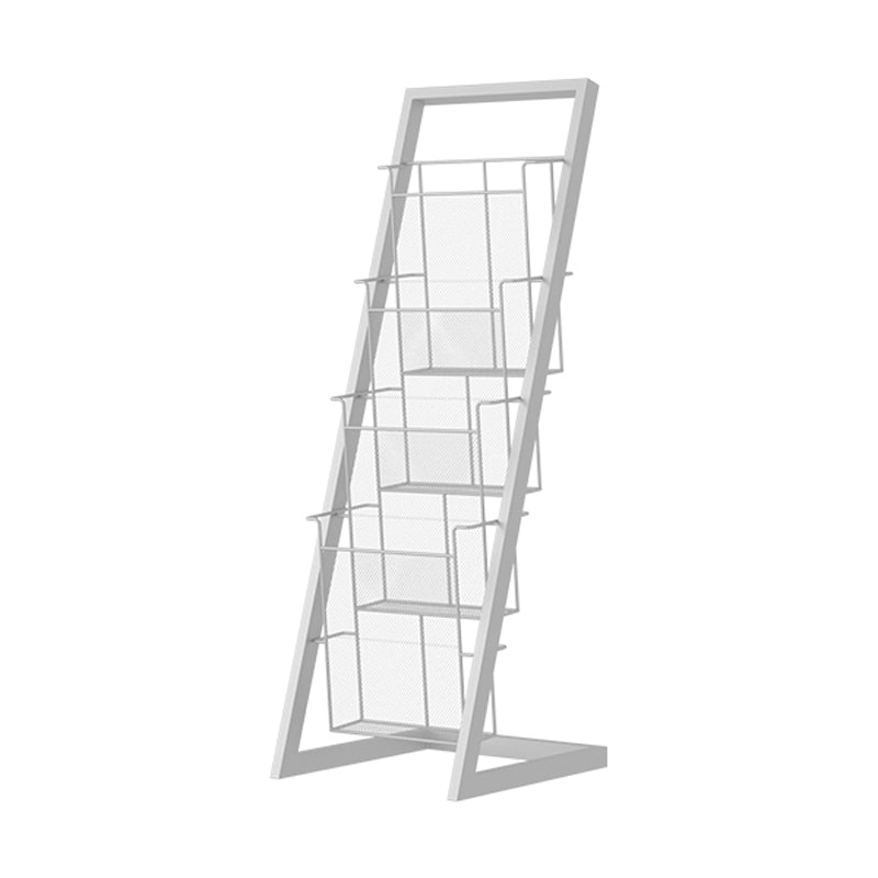 Closed Back Ladder Bookcase Glam Style Metal Book Shelf for Home Office