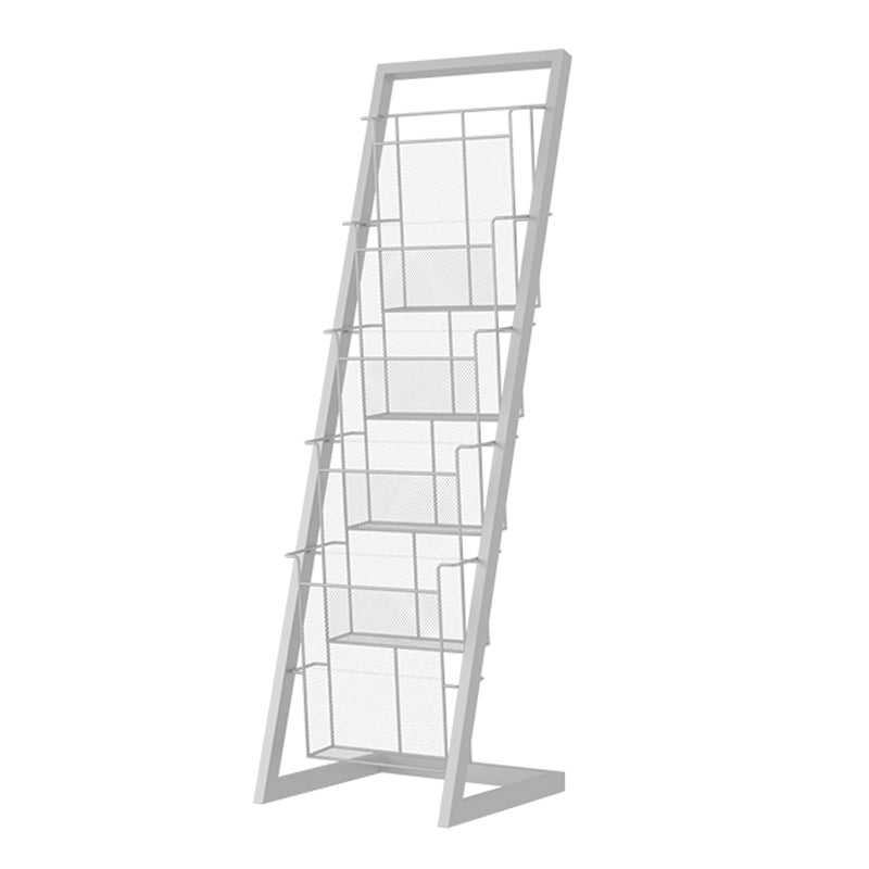 Closed Back Ladder Bookcase Glam Style Metal Book Shelf for Home Office