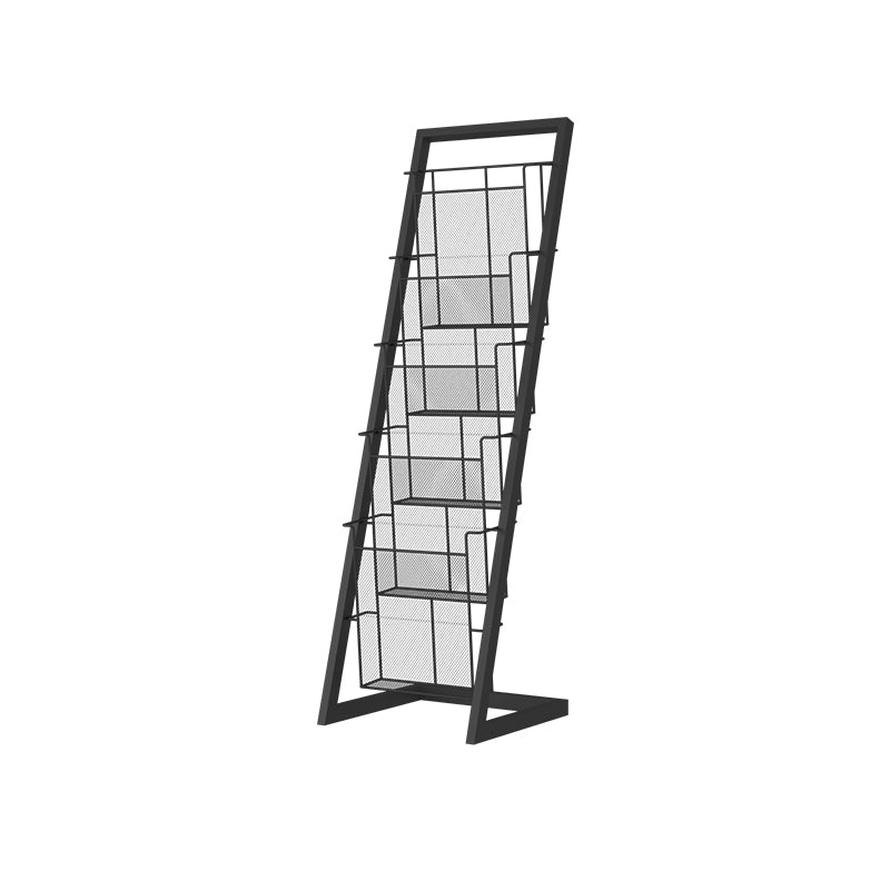 Closed Back Ladder Bookcase Glam Style Metal Book Shelf for Home Office