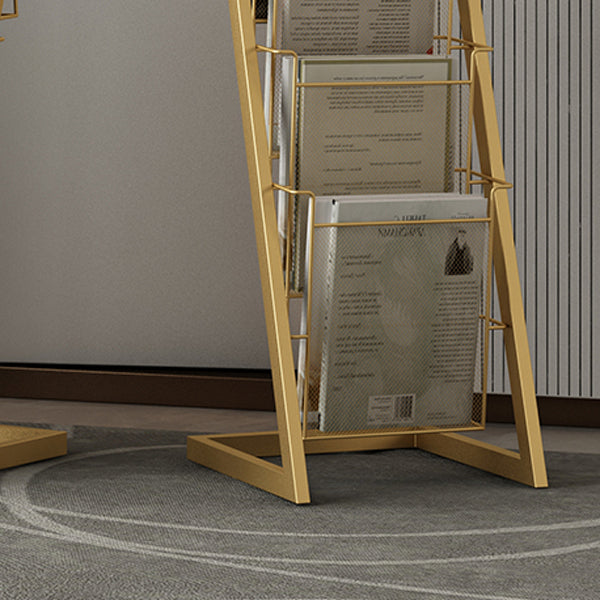 Closed Back Ladder Bookcase Glam Style Metal Book Shelf for Home Office