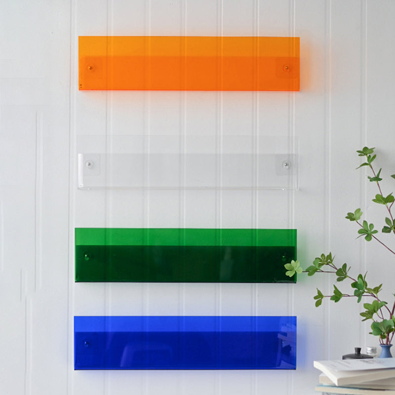 Acrylic Floating Bookcase Scandinavian Wall Mounted Book Shelf,5.7" H x 2" W