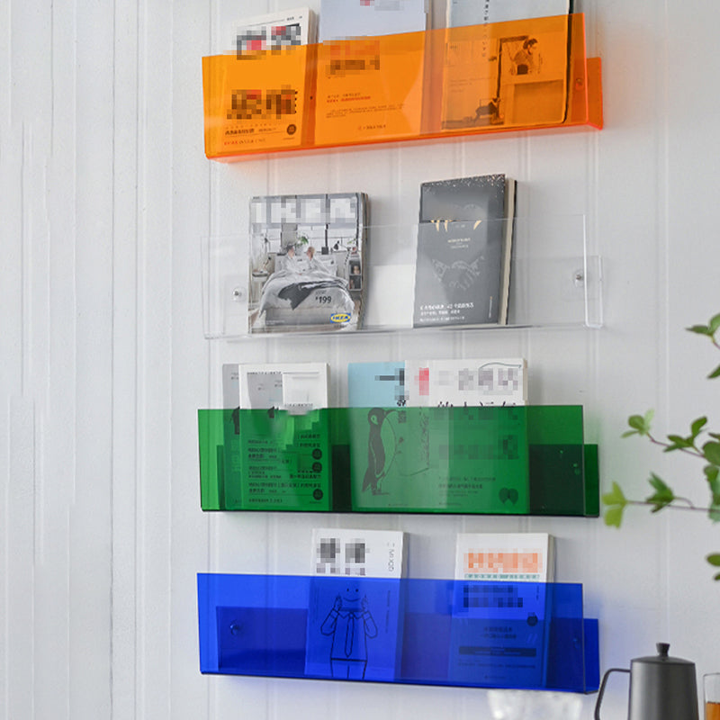 Acrylic Floating Bookcase Scandinavian Wall Mounted Book Shelf,5.7" H x 2" W