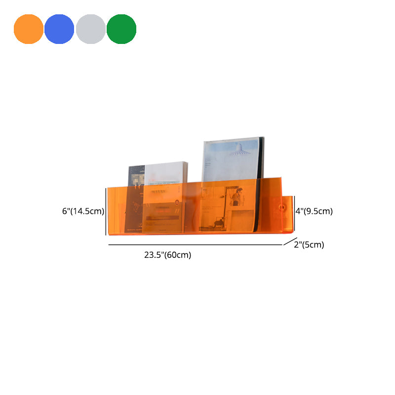 Acrylic Floating Bookcase Scandinavian Wall Mounted Book Shelf,5.7" H x 2" W