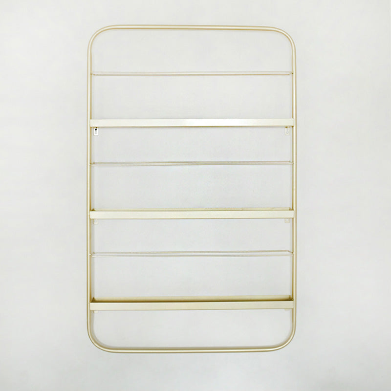 Metal Floating Bookcase Gold Color Wall Mounted Shelf for Home Office