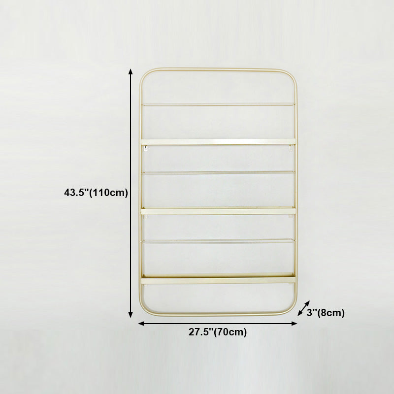 Metal Floating Bookcase Gold Color Wall Mounted Shelf for Home Office