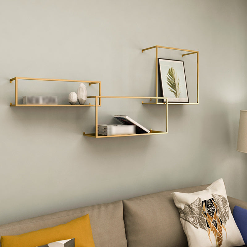 Metal Floating Bookcase Modern Style Wall Mounted Bookshelf for Home Office