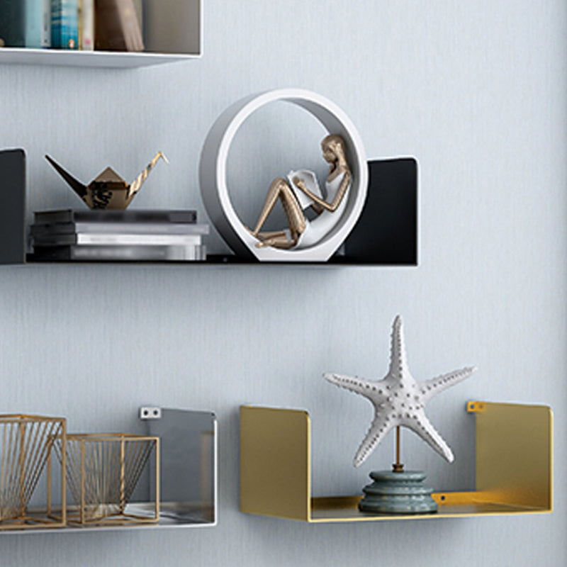 Metal Floating Bookcase Modern Style Closed Back Bookshelf for Home Office