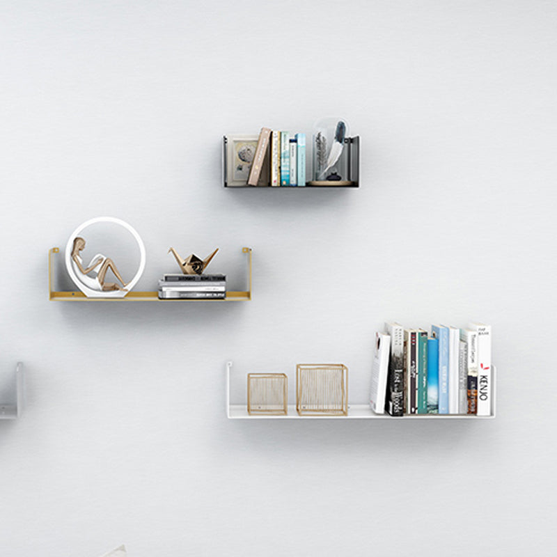 Metal Floating Bookcase Modern Style Closed Back Bookshelf for Home Office