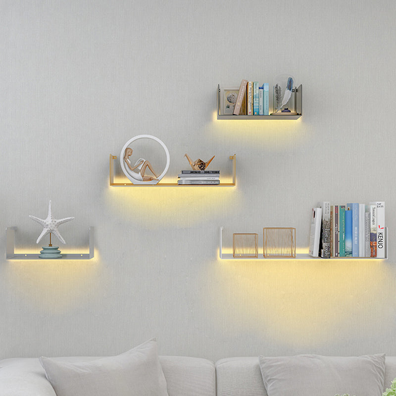 Metal Floating Bookcase Modern Style Closed Back Bookshelf for Home Office