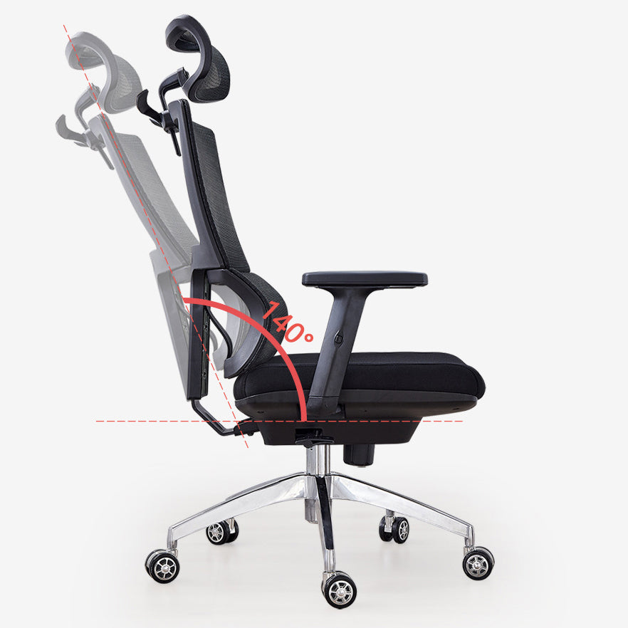 High Back Office Chair Gauze Sponge Cushion with Headrest Adjustable Arm Office Chair