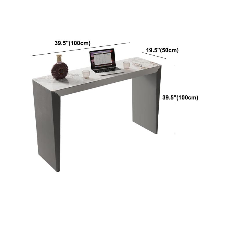 Living Room Counter Wine Table Rectangle Stone Modern Bar Height Pub Table in Grey