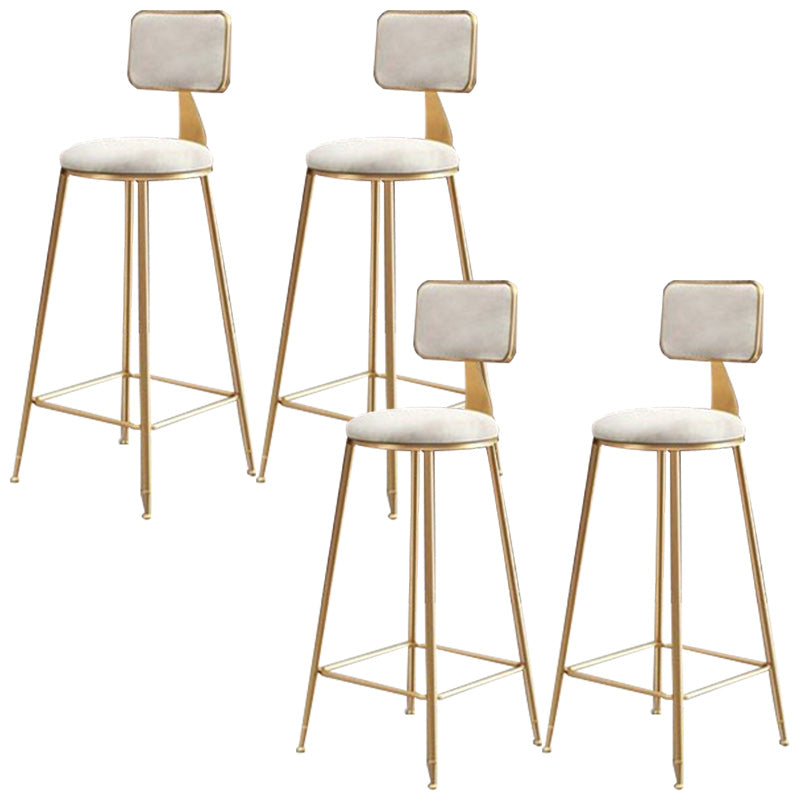 Nordic Armless Backrest Counter Stool Iron Cafe Bar Stool with Pedal and Velvet Cushion