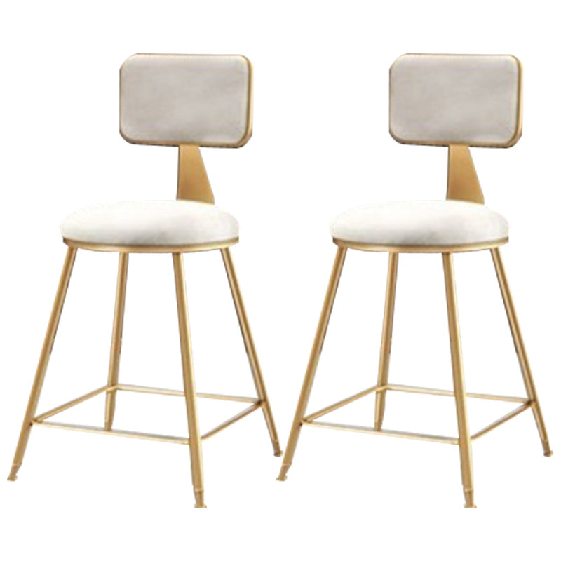 Nordic Armless Backrest Counter Stool Iron Cafe Bar Stool with Pedal and Velvet Cushion
