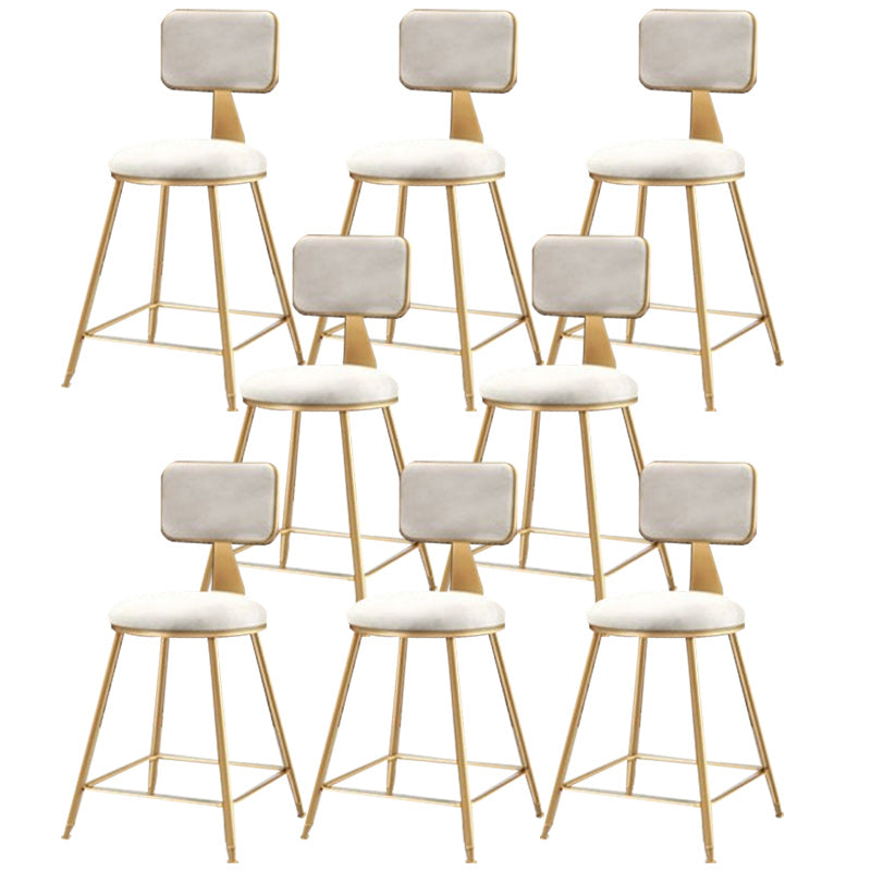 Nordic Armless Backrest Counter Stool Iron Cafe Bar Stool with Pedal and Velvet Cushion