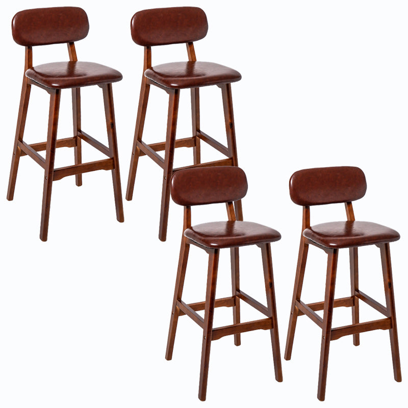 Rubberwood Modern Low Back Stool Matte Finish Upholstered Bar Stools