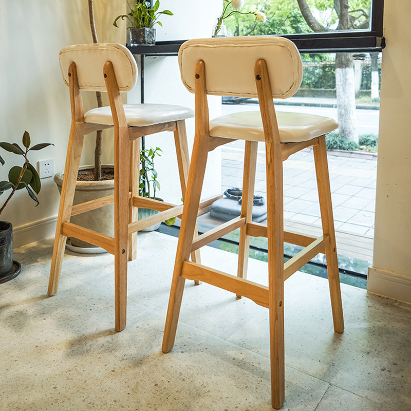 Rubberwood Modern Low Back Stool Matte Finish Upholstered Bar Stools
