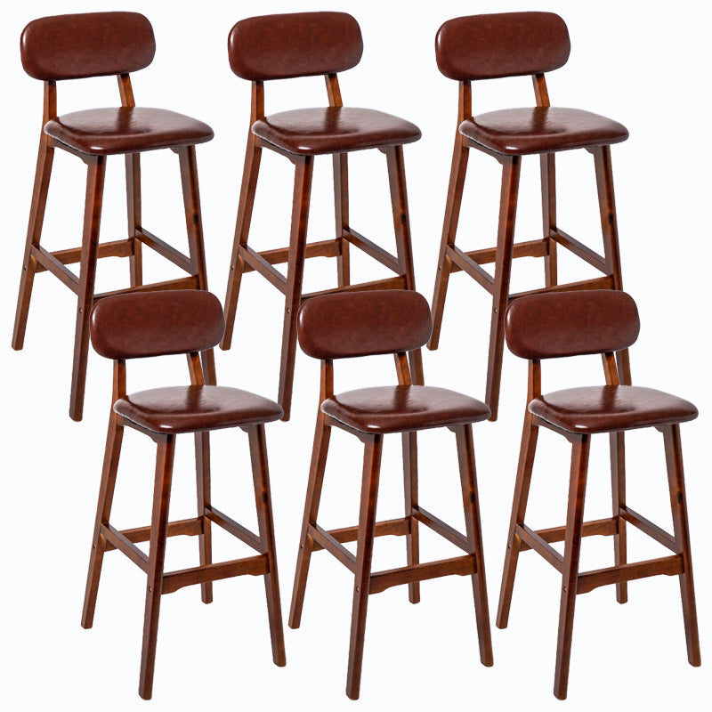 Rubberwood Modern Low Back Stool Matte Finish Upholstered Bar Stools