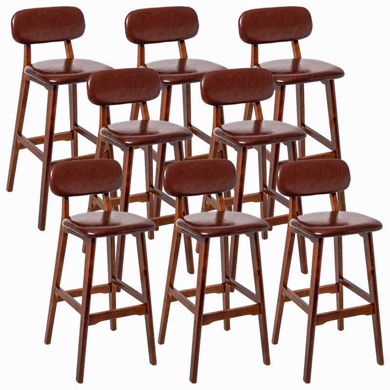 Rubberwood Modern Low Back Stool Matte Finish Upholstered Bar Stools