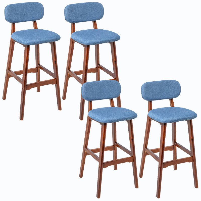 Rubberwood Modern Low Back Stool Matte Finish Upholstered Bar Stools