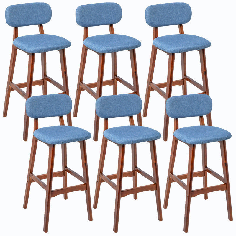 Rubberwood Modern Low Back Stool Matte Finish Upholstered Bar Stools