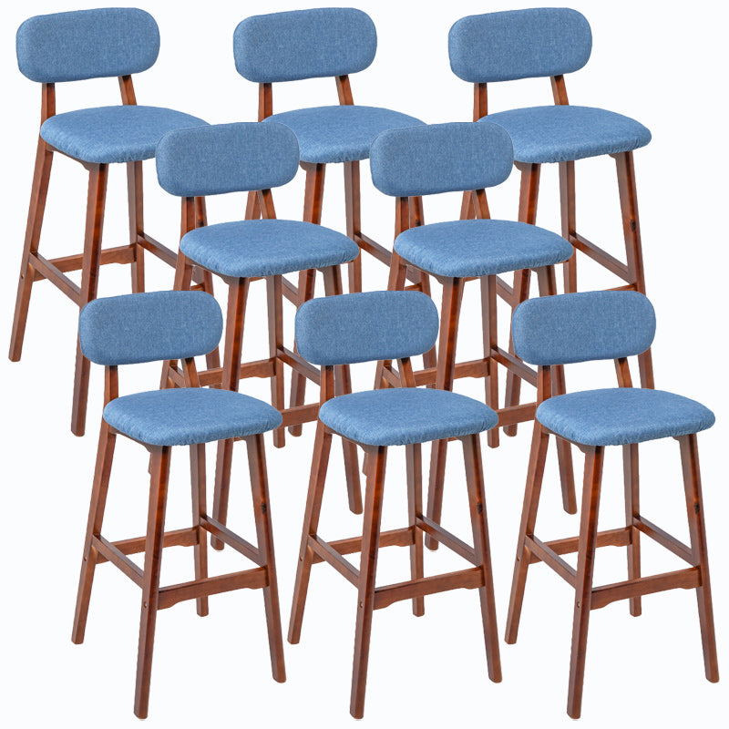 Rubberwood Modern Low Back Stool Matte Finish Upholstered Bar Stools