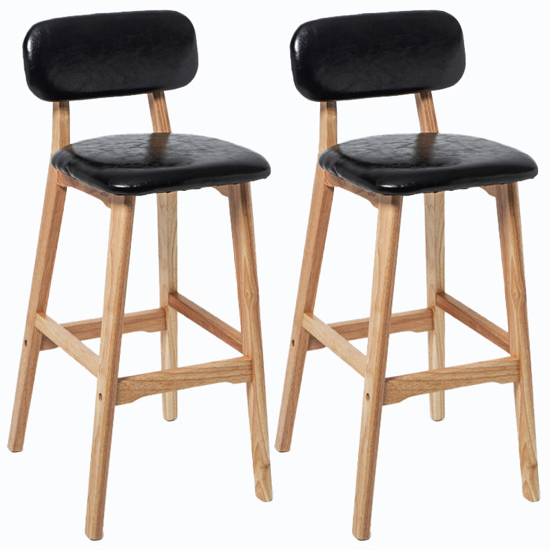 Rubberwood Modern Low Back Stool Matte Finish Upholstered Bar Stools