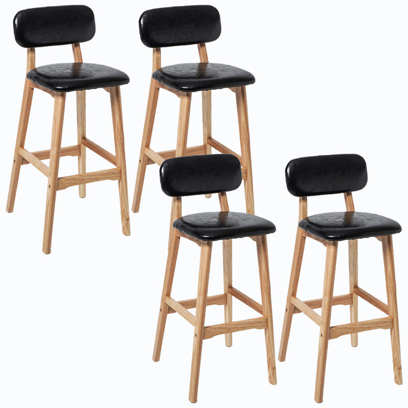 Rubberwood Modern Low Back Stool Matte Finish Upholstered Bar Stools