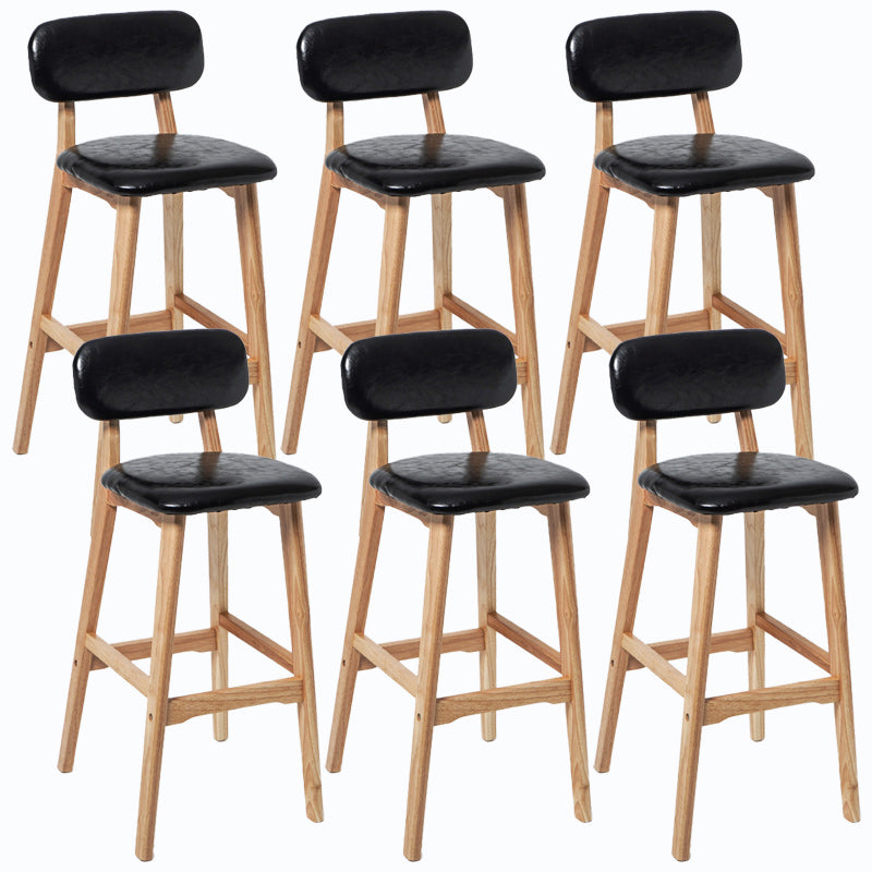 Rubberwood Modern Low Back Stool Matte Finish Upholstered Bar Stools