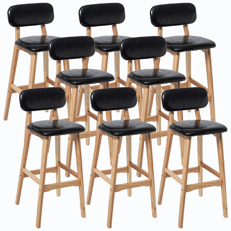 Rubberwood Modern Low Back Stool Matte Finish Upholstered Bar Stools