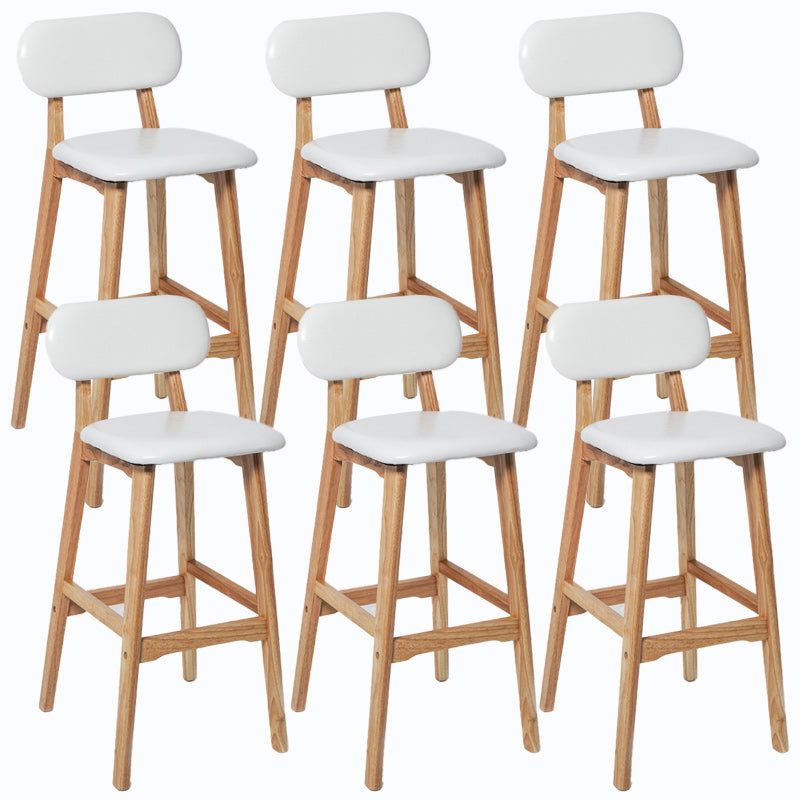 Rubberwood Modern Low Back Stool Matte Finish Upholstered Bar Stools