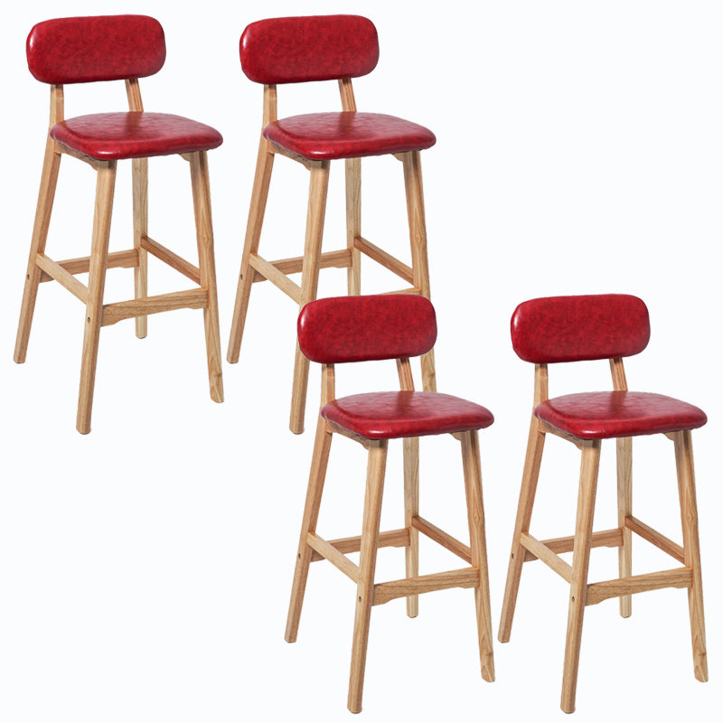 Rubberwood Modern Low Back Stool Matte Finish Upholstered Bar Stools