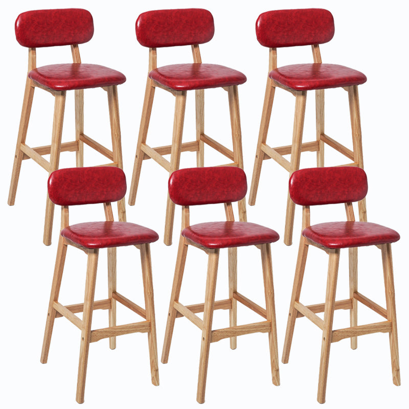 Rubberwood Modern Low Back Stool Matte Finish Upholstered Bar Stools