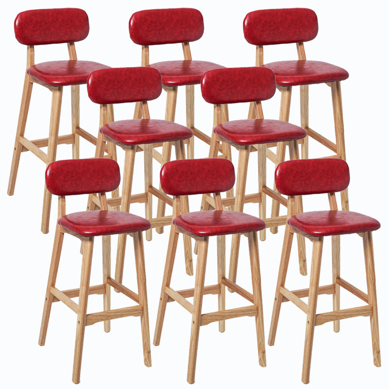 Rubberwood Modern Low Back Stool Matte Finish Upholstered Bar Stools