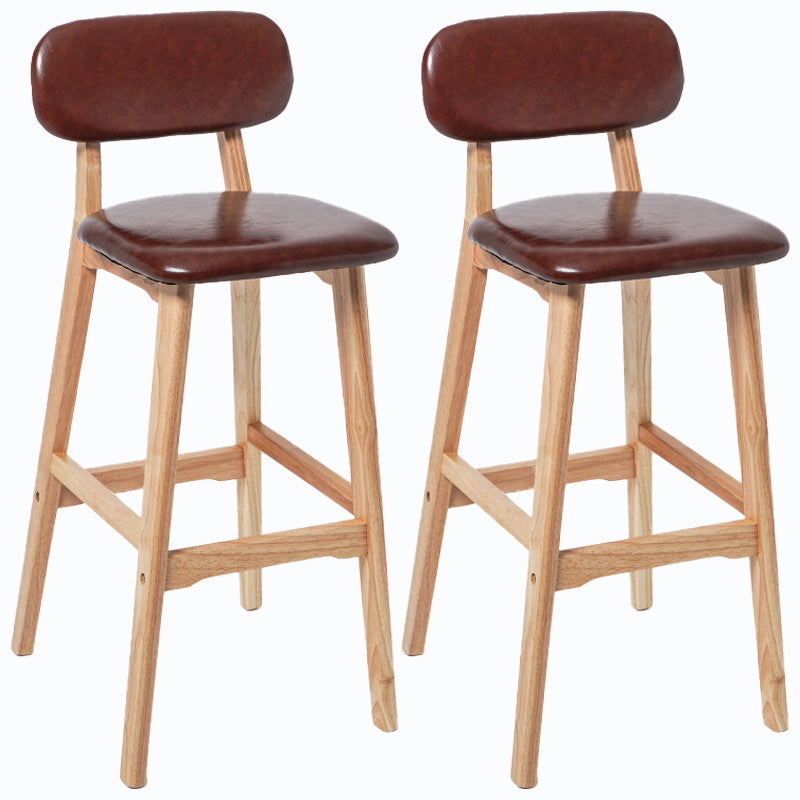 Rubberwood Modern Low Back Stool Matte Finish Upholstered Bar Stools