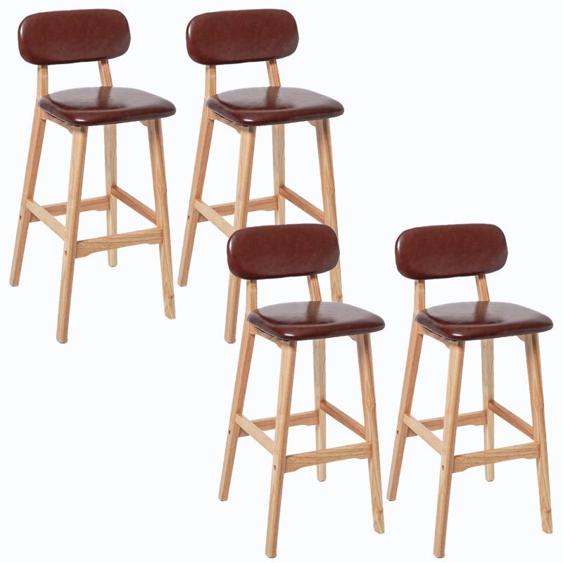 Rubberwood Modern Low Back Stool Matte Finish Upholstered Bar Stools