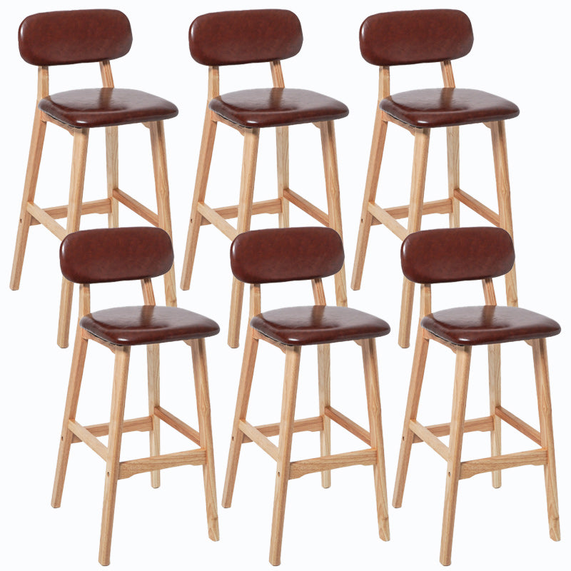 Rubberwood Modern Low Back Stool Matte Finish Upholstered Bar Stools